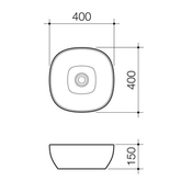 Artisan Above Counter Caroma Basin  Curved Square 400mm
